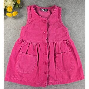 Honors Vintage 90s Girls 2T Pink Corduroy Button Front Jumper Dress Cottagecore
